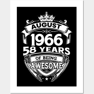 August 1966 58 Years Of Being Awesome 58th Birthday Posters and Art